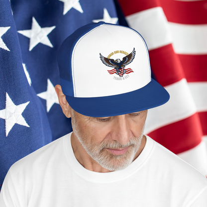 Veterans Trucker Hat Patriotic Eagle and Flag Cap Honor Our Heroes Thank a Vet Military Pride Gift for Veterans Day Memorial Day