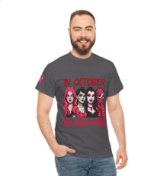In October We Wear Pink Shirt, Halloween Pink Ribbon Tee, Breast Cancer Awareness Graphic Tee