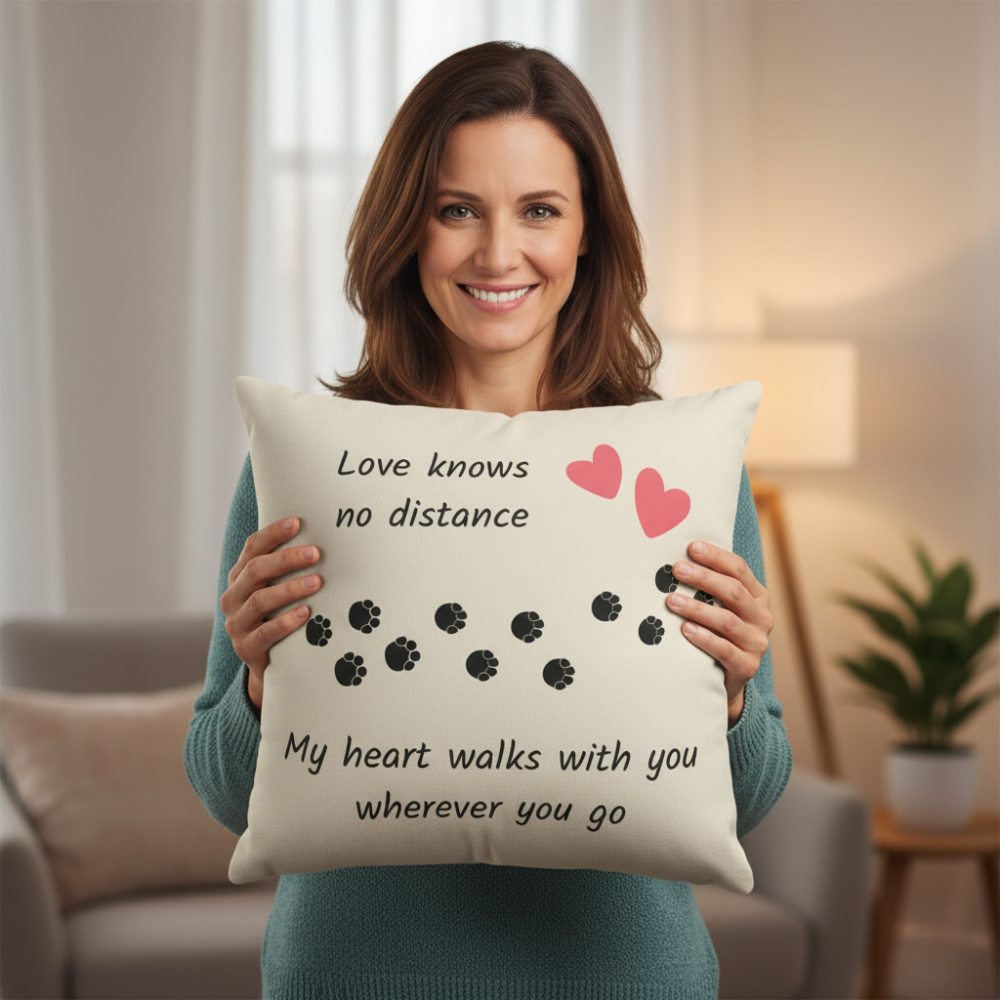 Love Knows No Distance Pillow Heartfelt Gift for Daughter