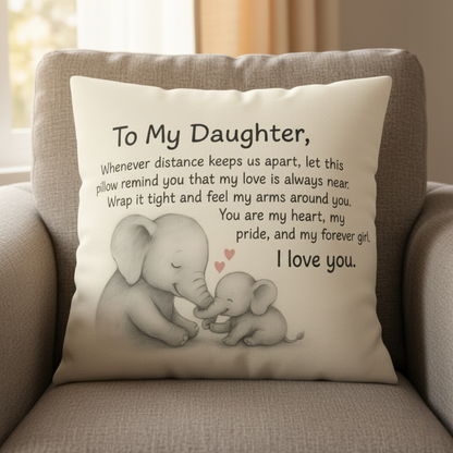 Love Knows No Distance Pillow Heartfelt Gift for Daughter