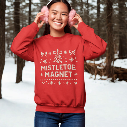 Kids Mistletoe Magnet Christmas Sweatshirt | Funny Holiday Sweater for Boys & Girls | Cozy Youth Christmas Outfit