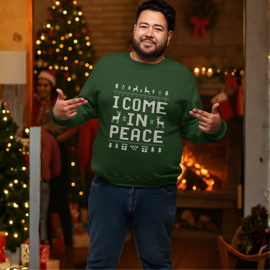 I Come In Peace Christmas Sweatshirt | Funny Holiday Sweater | Cozy Gift for Him or Her | Ugly Christmas Party Pullover
