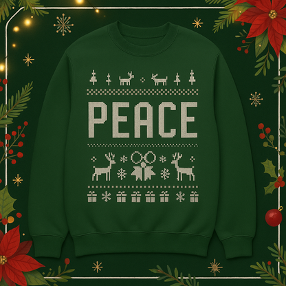 Peace Christmas Sweatshirt | Matching Couples Holiday Sweaters | Funny Adult Christmas Gift | Cozy Red Knit-Style Unisex Pullover