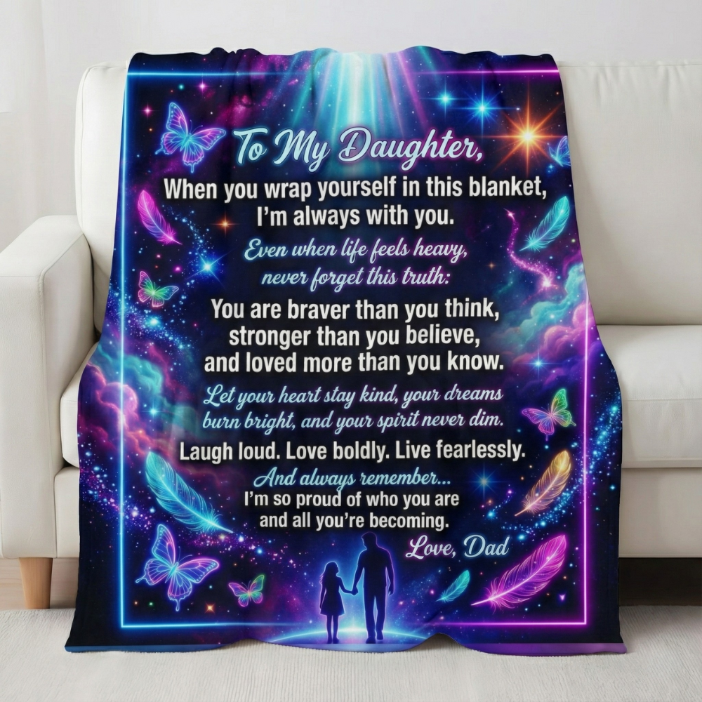 Heartfelt Dad Gift Blanket Encouraging Daughter’s Strength Daily