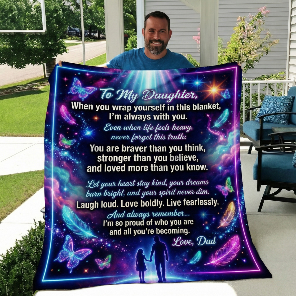 Heartfelt Dad Gift Blanket Encouraging Daughter’s Strength Daily