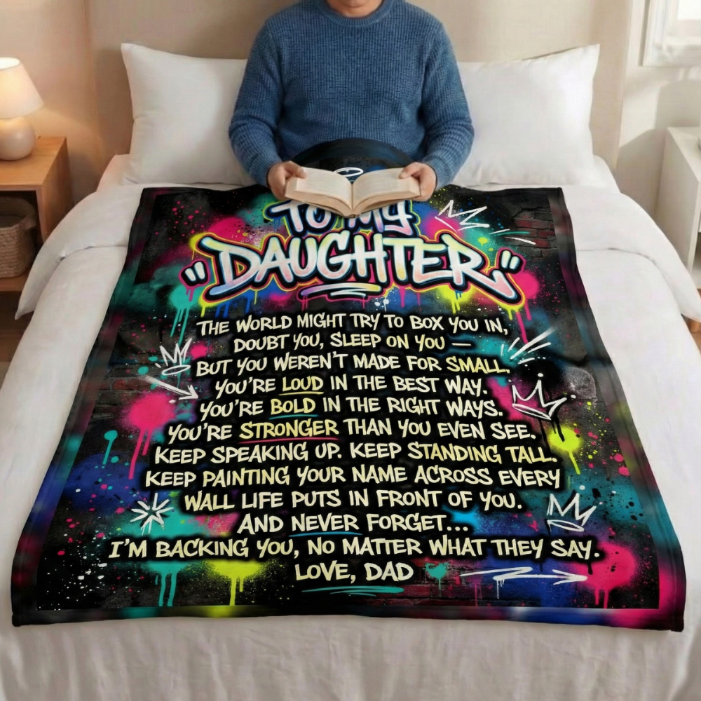 Dad Gift Graffiti Blanket Encouraging Daughter’s Power And Voice