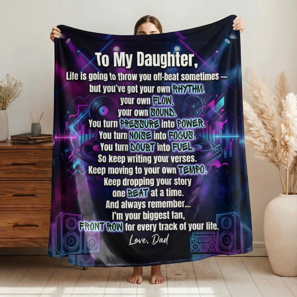 Empowering Dad To Daughter Music Blanket With Love