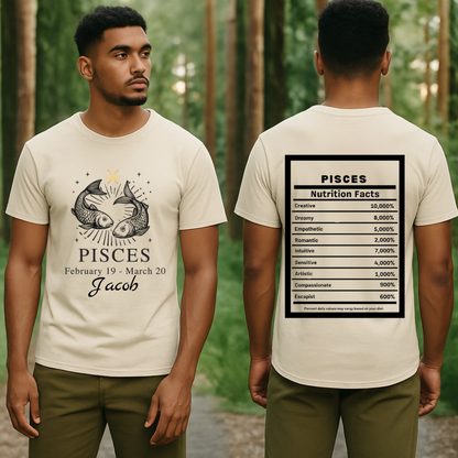 Pisces Zodiac Fish Tee  Nutrition Facts T-Shirt