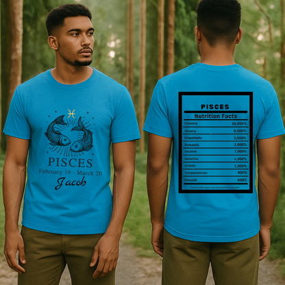 Pisces Zodiac Fish Tee  Nutrition Facts T-Shirt