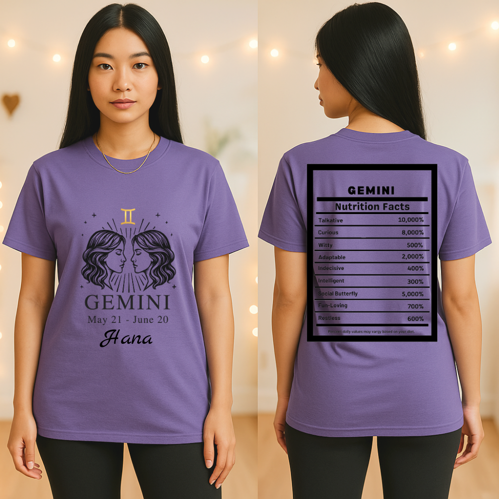 Gemini Twins Zodiac Tee | Personalized Astrology Shirt
