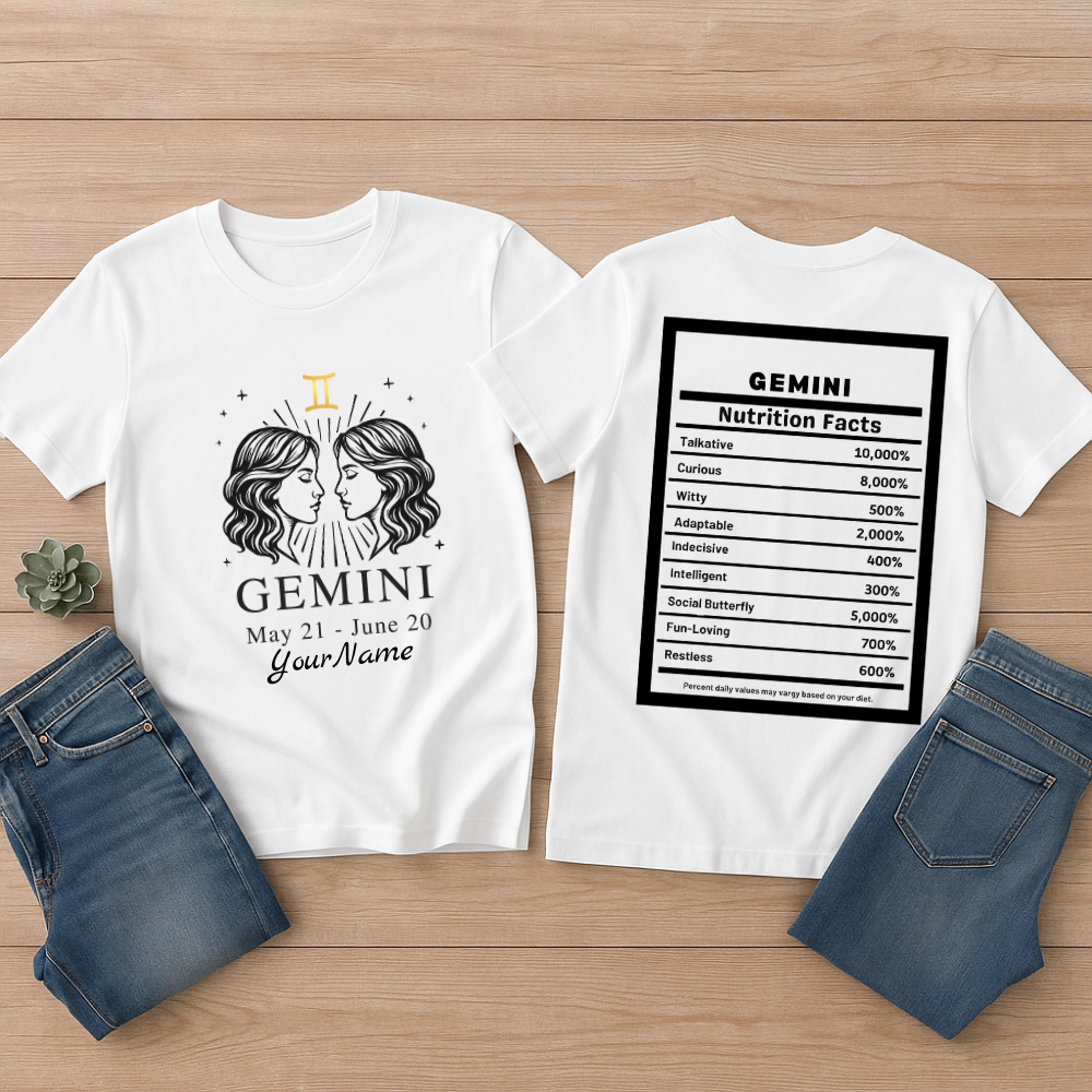 Gemini Twins Zodiac Tee | Personalized Astrology Shirt