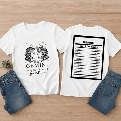 Gemini Twins Zodiac Tee | Personalized Astrology Shirt