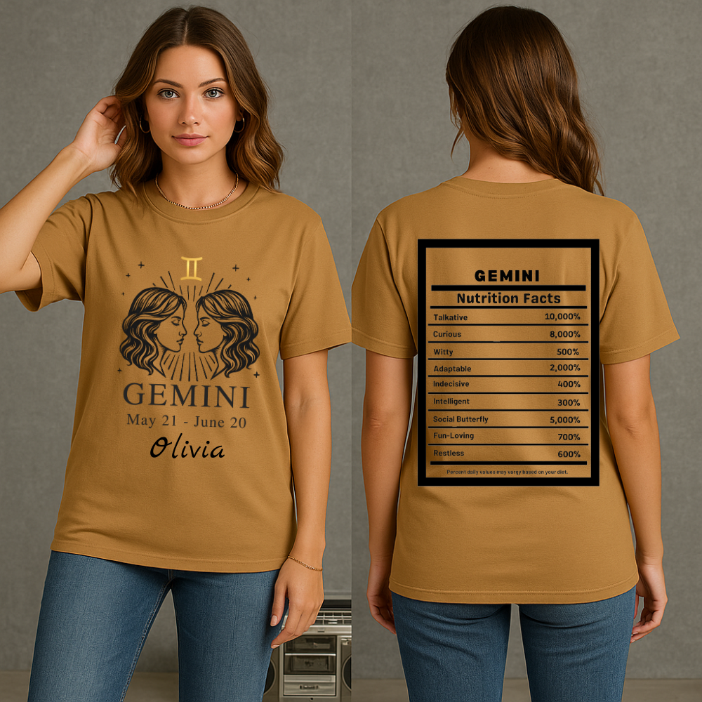 Gemini Twins Zodiac Tee | Personalized Astrology Shirt