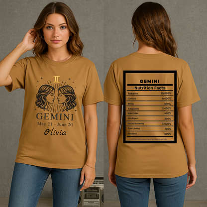 Gemini Twins Zodiac Tee | Personalized Astrology Shirt