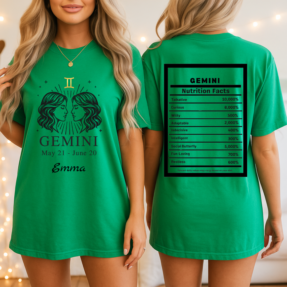 Gemini Twins Zodiac Tee | Personalized Astrology Shirt
