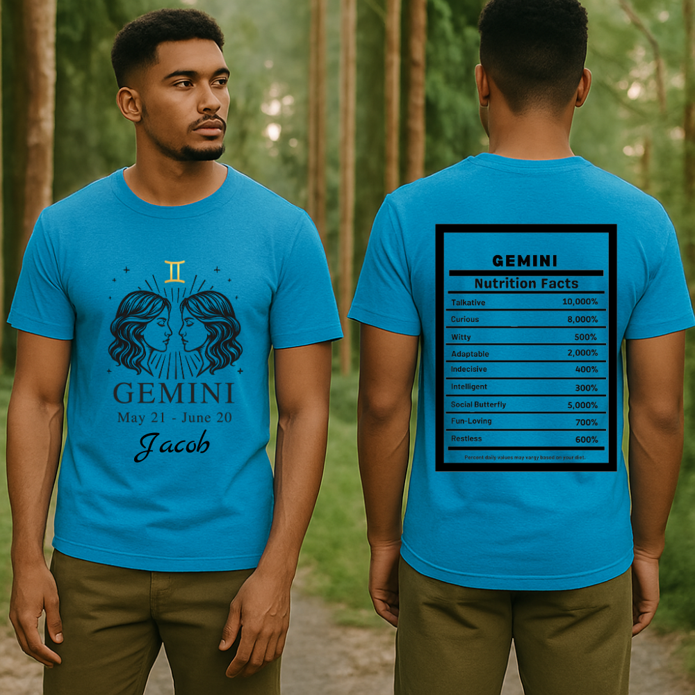 Gemini Twins Zodiac Tee | Personalized Astrology Shirt
