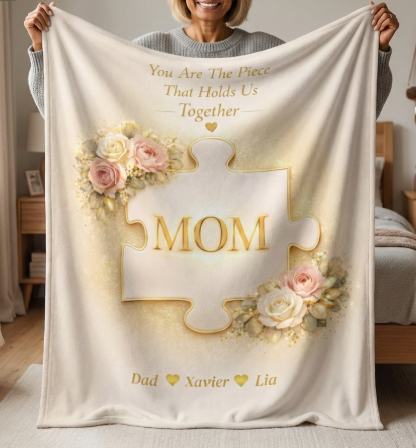 Heartfelt Mom Puzzle Keepsake Sherpa Blanket