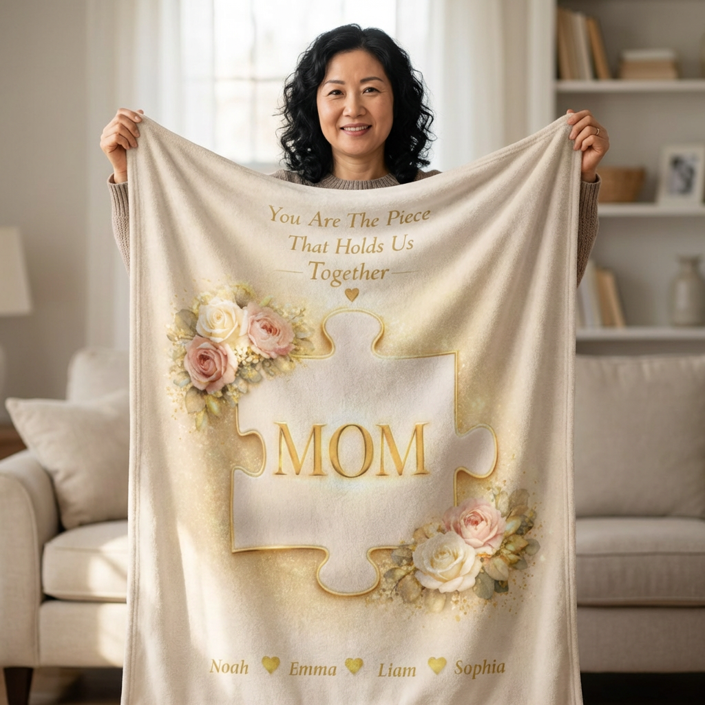 Heartfelt Mom Puzzle Keepsake Sherpa Blanket