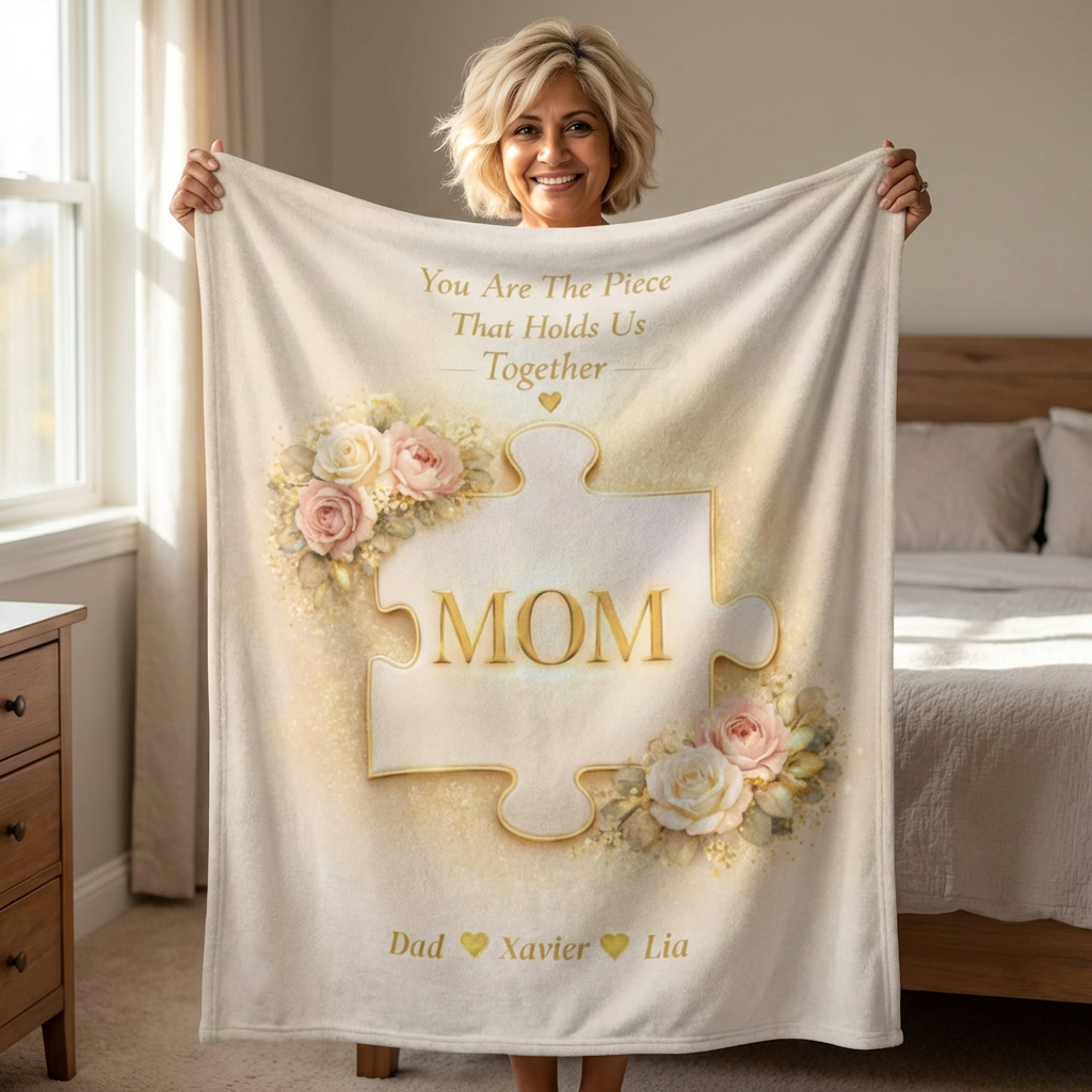 Heartfelt Mom Puzzle Keepsake Sherpa Blanket