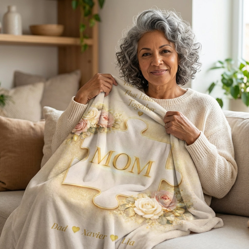 Heartfelt Mom Puzzle Keepsake Sherpa Blanket