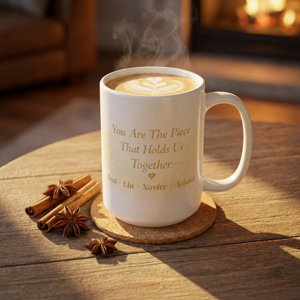 Personalized Mom Puzzle Mug – You Are The Piece That Holds Us Together – Custom Family Name Coffee Cup Gift for Mother