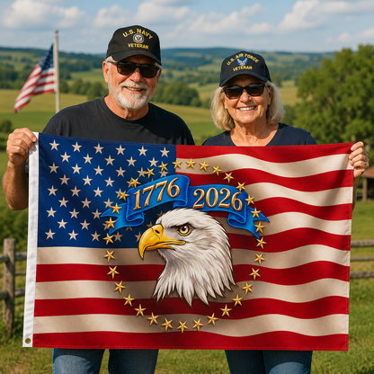 1776–2026 America 250 Eagle Flag | Double-Sided Patriotic USA Anniversary Flag