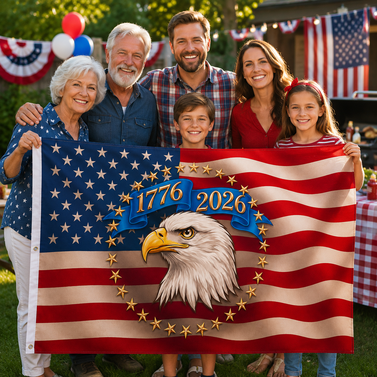 1776–2026 America 250 Eagle Flag | Double-Sided Patriotic USA Anniversary Flag