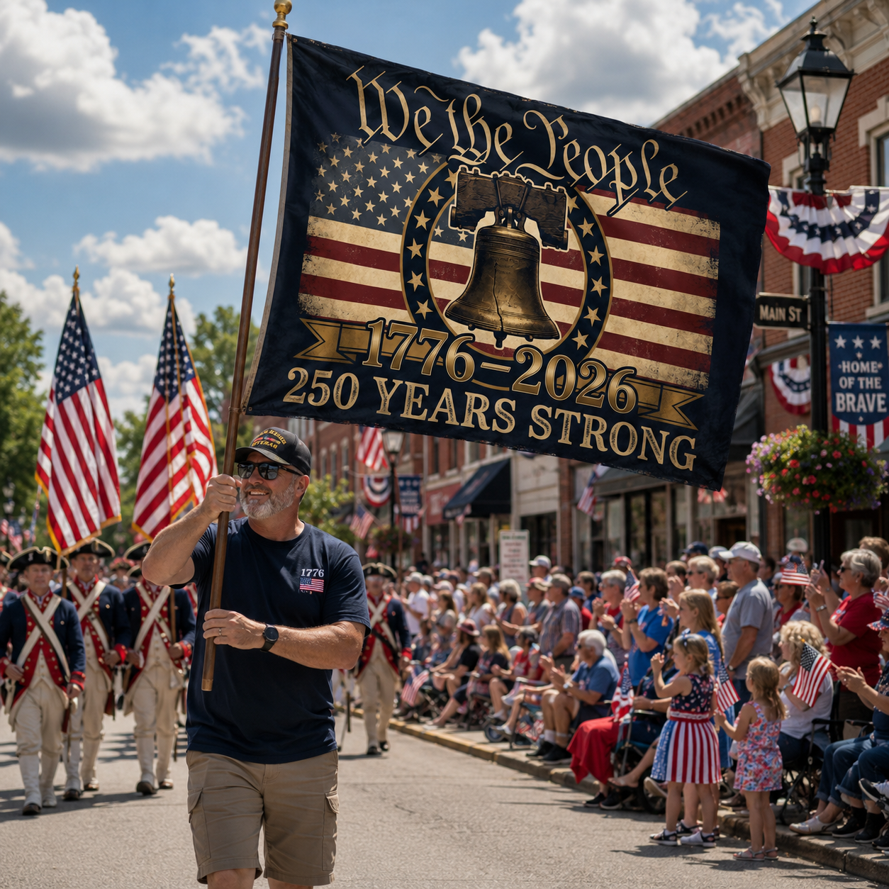 We The People 1776 2026 America 250th Anniversary Flag | Liberty Bell Patriotic Double-Sided Flag