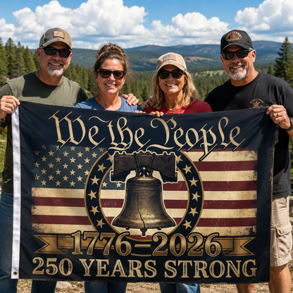 We The People 1776 2026 America 250th Anniversary Flag | Liberty Bell Patriotic Double-Sided Flag