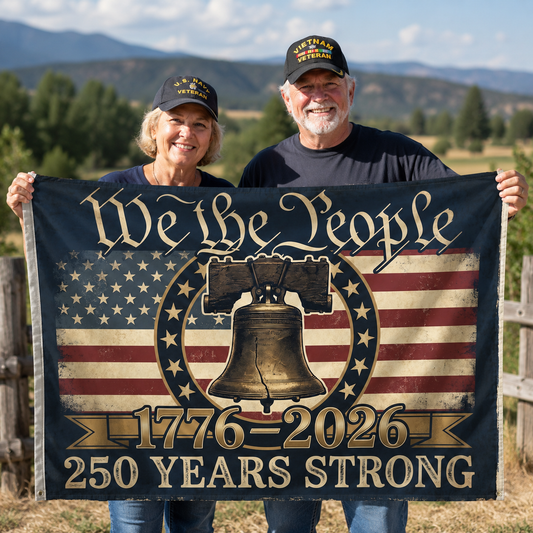 We The People 1776 2026 America 250th Anniversary Flag | Liberty Bell Patriotic Double-Sided Flag