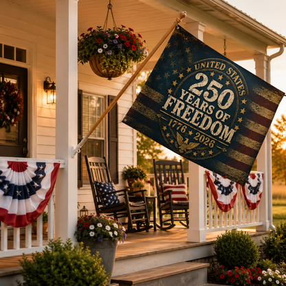 250 Years of Freedom 1776 2026 Anniversary Flag | Patriotic America Semiquincentennial Double-Sided Flag