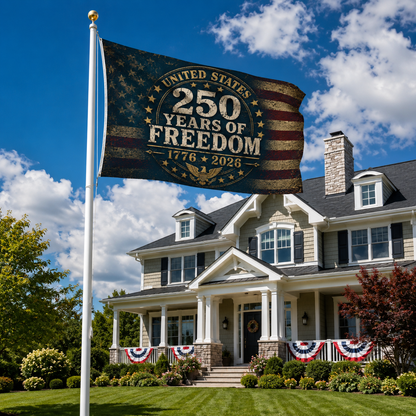 250 Years of Freedom 1776 2026 Anniversary Flag | Patriotic America Semiquincentennial Double-Sided Flag