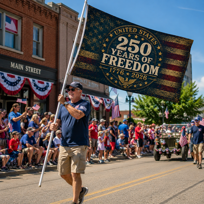 250 Years of Freedom 1776 2026 Anniversary Flag | Patriotic America Semiquincentennial Double-Sided Flag