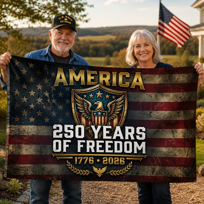 America 250 Years of Freedom Flag 1776 2026 Patriotic Anniversary Flag Double Sided American Eagle Outdoor Decor