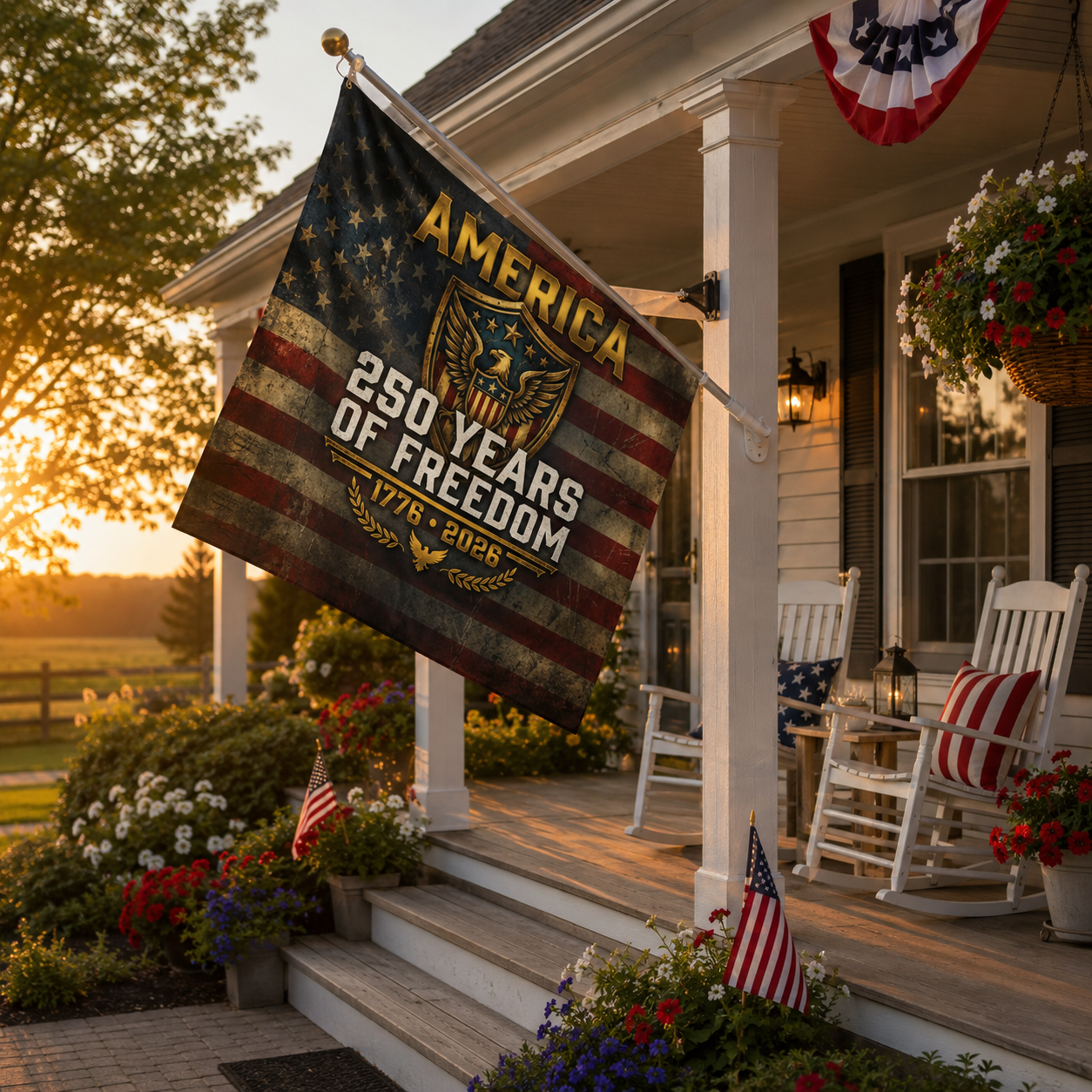 America 250 Years of Freedom Flag 1776 2026 Patriotic Anniversary Flag Double Sided American Eagle Outdoor Decor