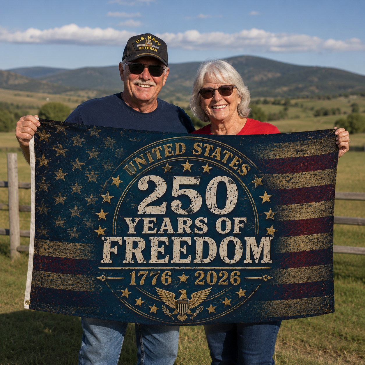 250 Years of Freedom 1776 2026 Anniversary Flag | Patriotic America Semiquincentennial Double-Sided Flag