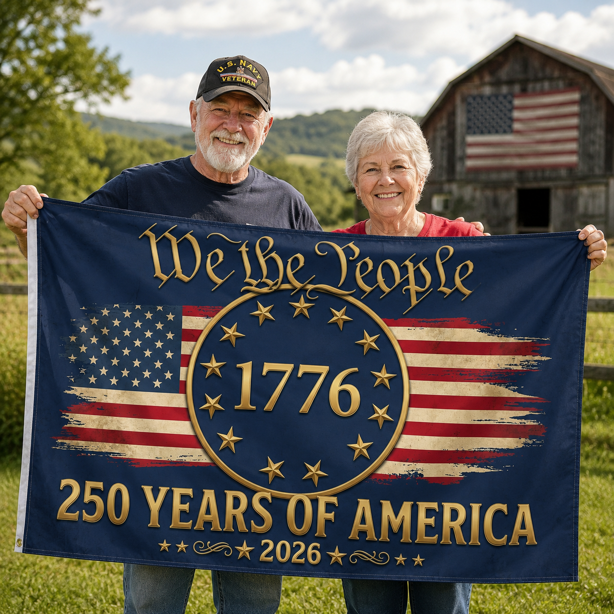 250 Years of America Flag | 1776  2026 We The People Patriotic Double Sided Outdoor Flag