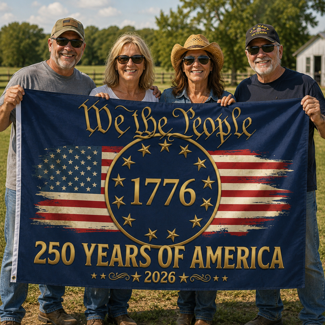 250 Years of America Flag | 1776  2026 We The People Patriotic Double Sided Outdoor Flag