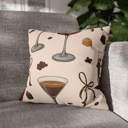Cozy Cocktail Lounge Decorative Pillow Coffee & Chocolate Pattern Cushion  Neutral Gift for Home Bar, Kitchen, or Patio Decor
