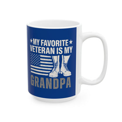 My Favorite Veteran is My Grandpa Ceramic Mug - Gift for Grandpa, Military Tribute, Father's Day Coffee Cup, Veteran Appreciation, [...]