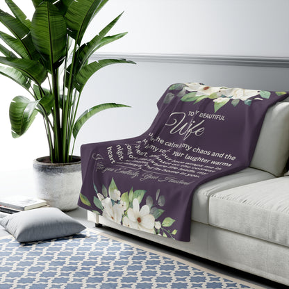 Romantic Sherpa Fleece Blanket for Wife - Cozy Gift with Heartfelt Message