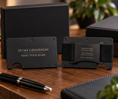 To My Grandson Engraved Metal Wallet – Gift from Grandma