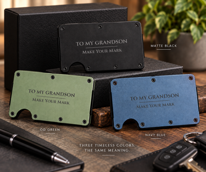 To My Grandson Engraved Metal Wallet – Gift from Grandma