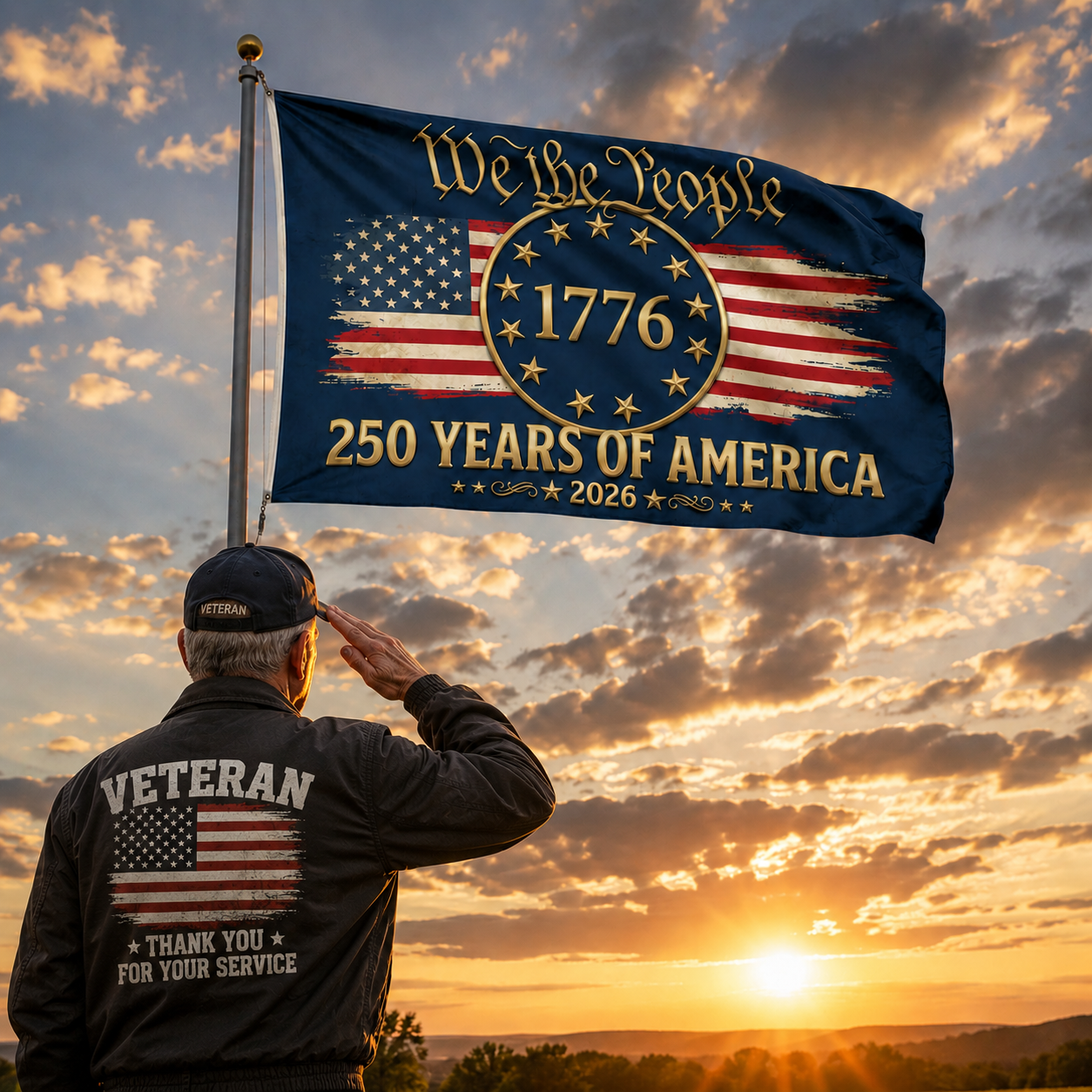 250 Years of America Flag | 1776  2026 We The People Patriotic Double Sided Outdoor Flag