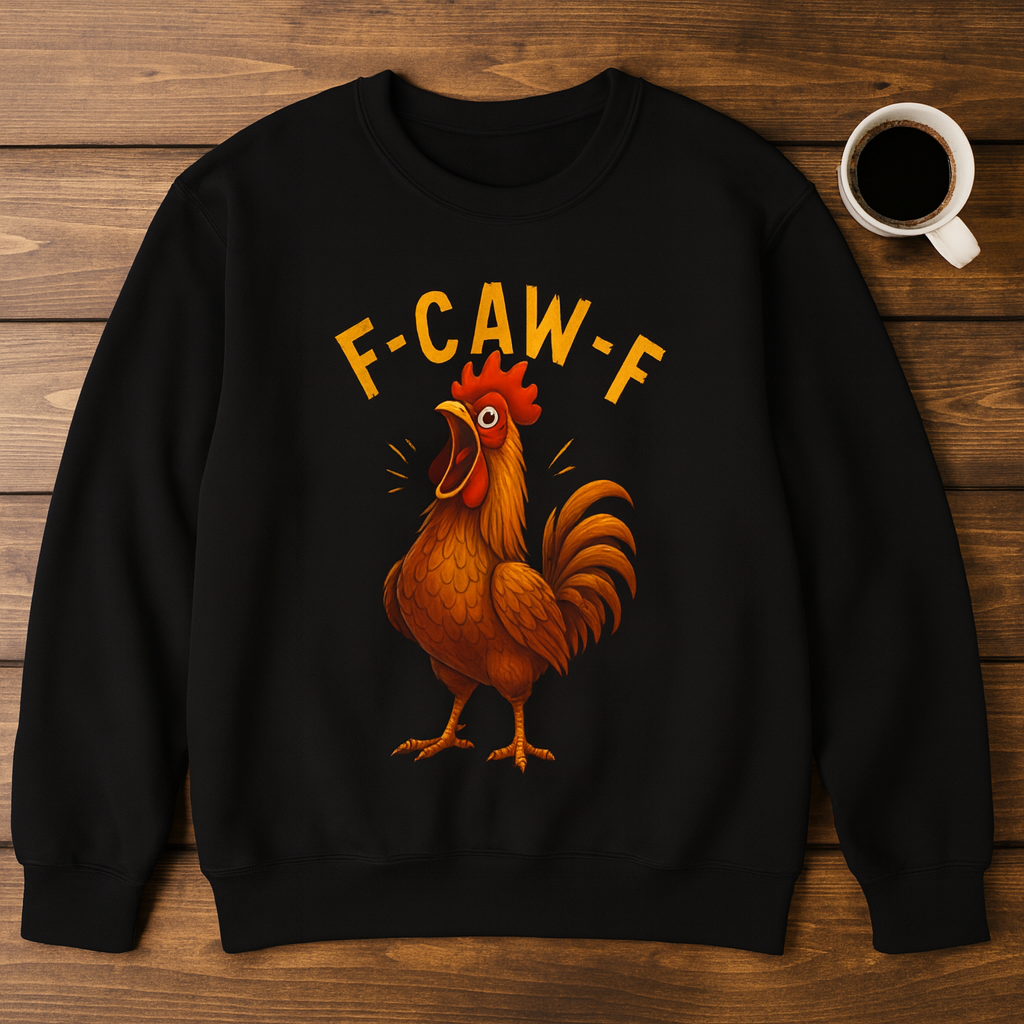 F-CAW-F Funny Chicken Sweatshirt  Sassy Rooster Graphic Crewneck for Farm Lovers
