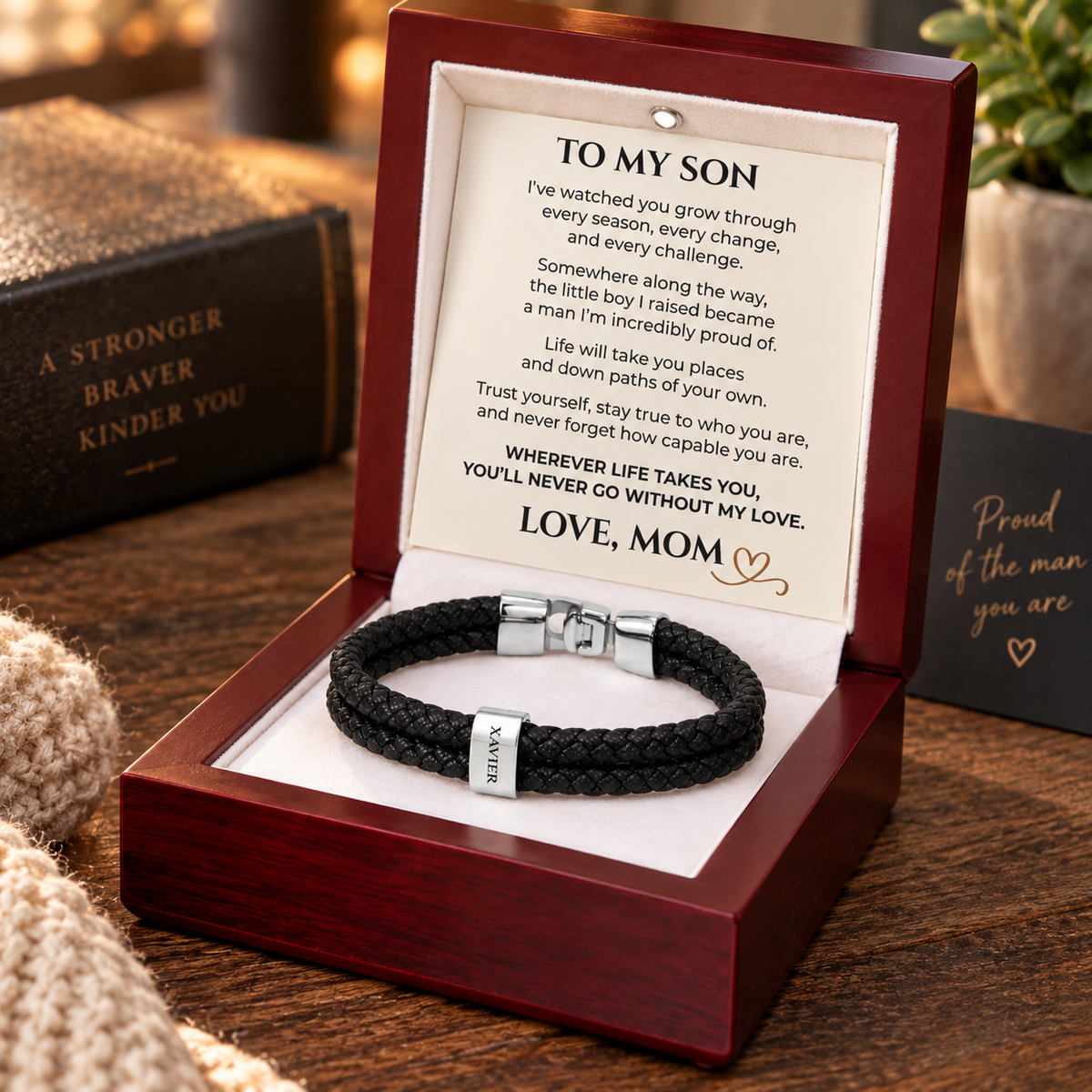 To My Son, Personalized Name Bracelet From Mom