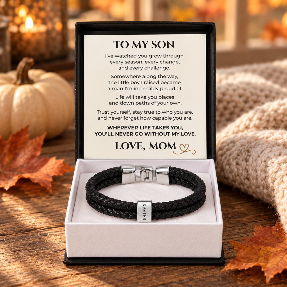 To My Son, Personalized Name Bracelet From Mom