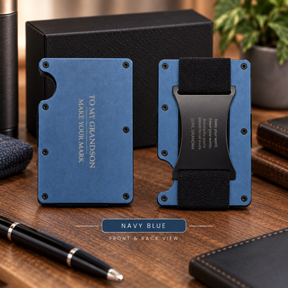 To My Grandson Engraved Metal Wallet – Gift from Grandma