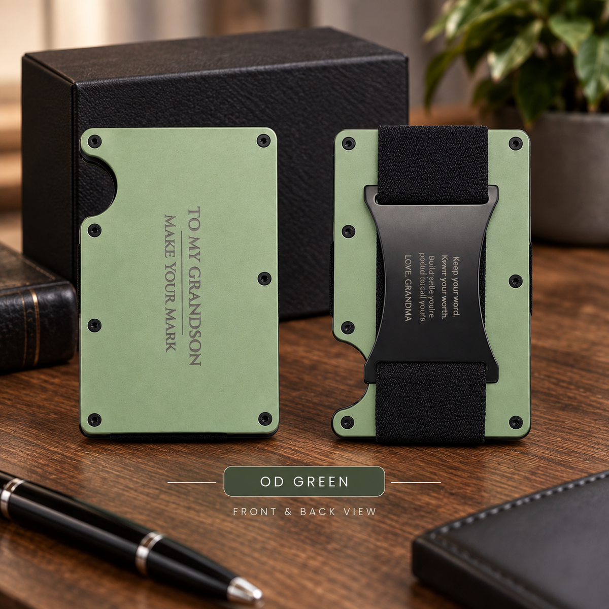 To My Grandson Engraved Metal Wallet – Gift from Grandma