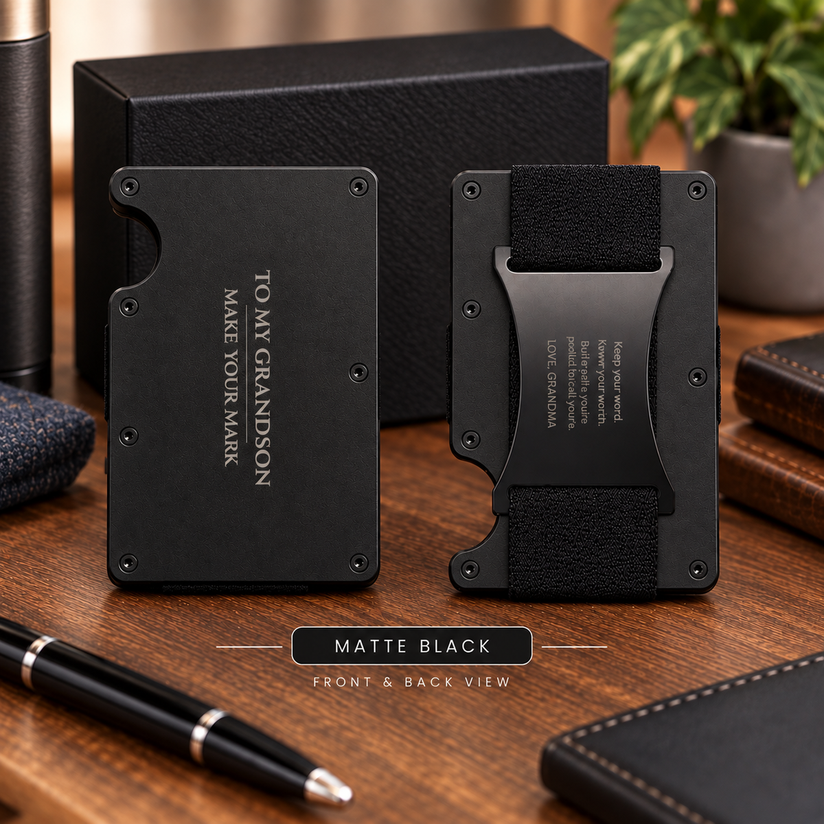 To My Grandson Engraved Metal Wallet – Gift from Grandma